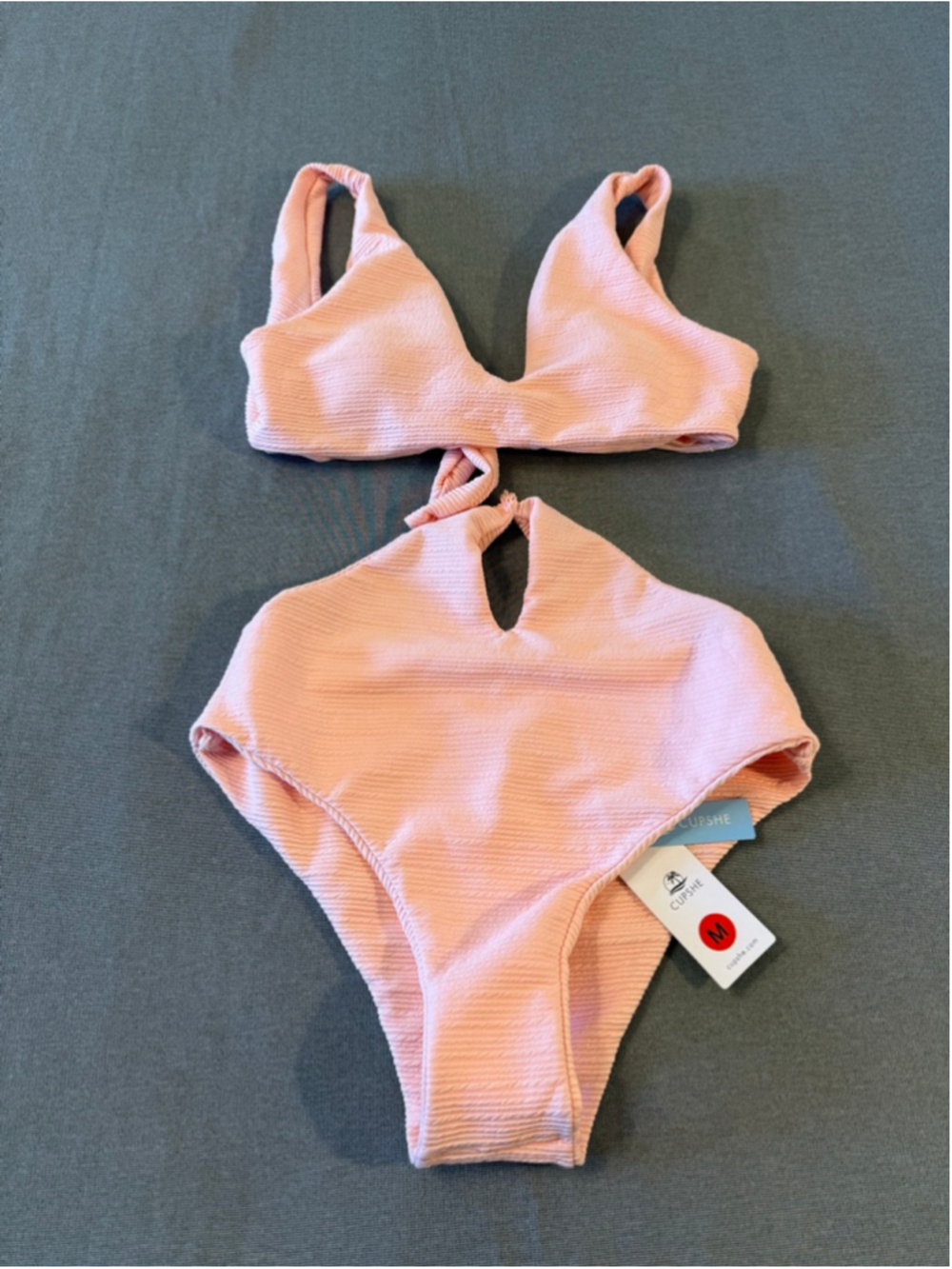 NWTs pink textured monokini swimsuit from Cupshe size M